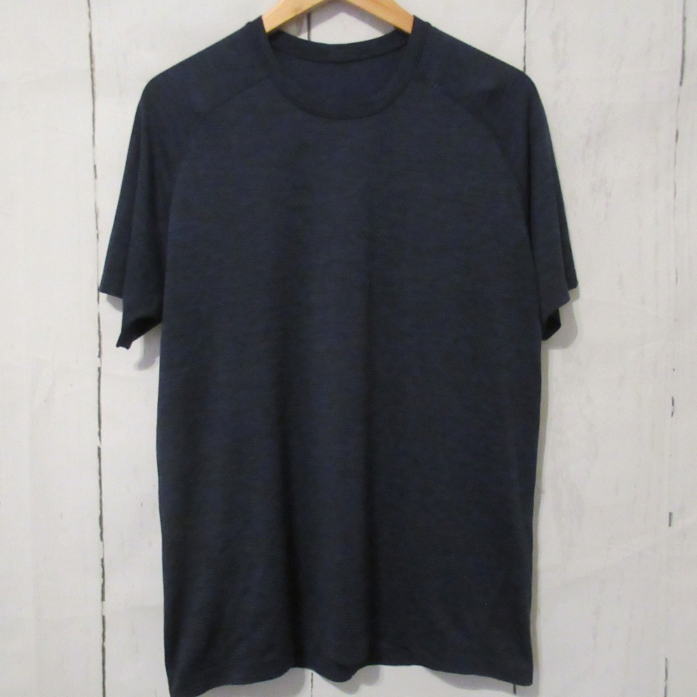 Lululemon Shirt L Mens Metal Vent Tech Navy Blue Short Sleeve